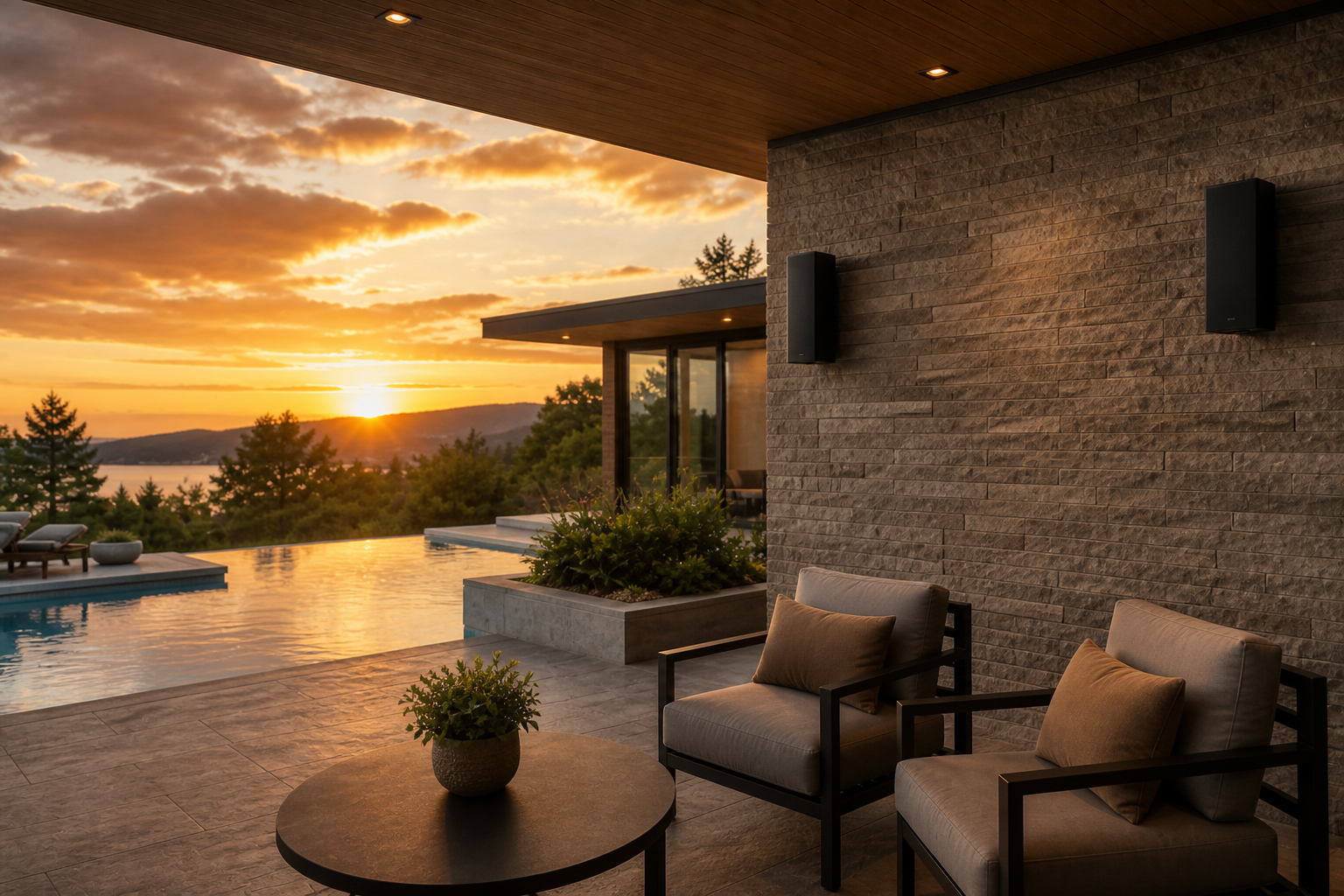 2 bocinas de exterior · patio o alberca