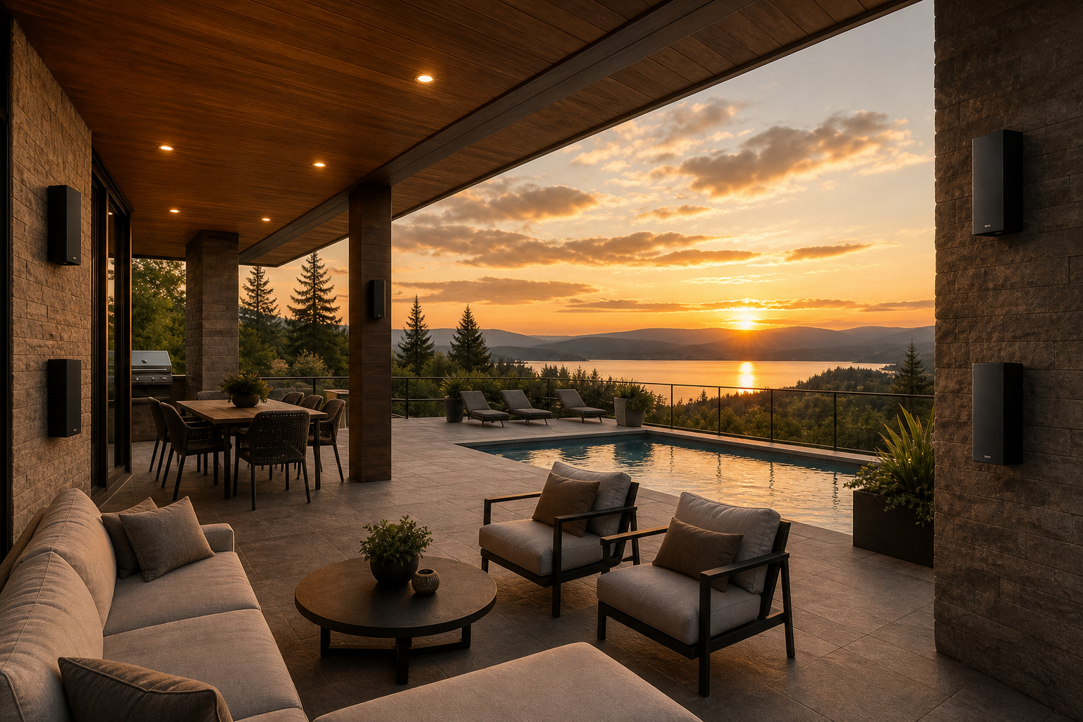 4 bocinas de exterior · terraza amplia